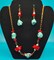Turquoise Magnesite and Red Coral Necklace and Earring SET product 1